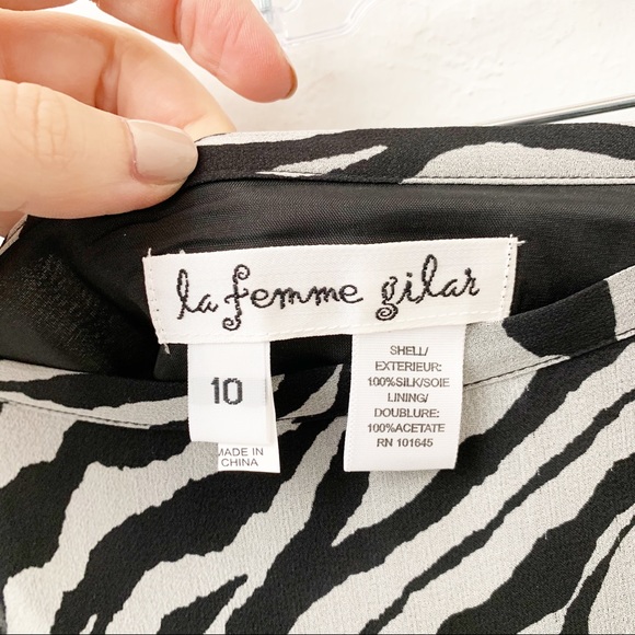 La Femme Gilar Silk Zebra Skirt - Picture 3 of 5